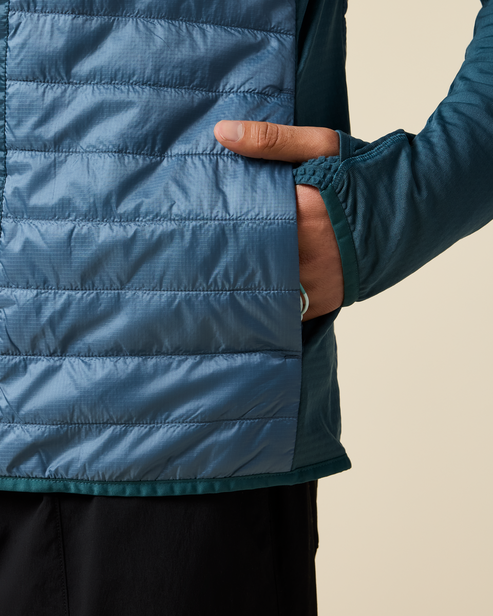 Capa Hybrid Insulated Hooded Jacket - Men's, Ocean/Steel Blue, Model Christian