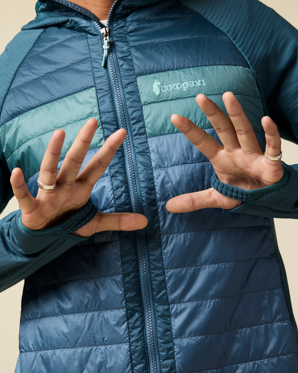 Capa Hybrid Insulated Hooded Jacket - Men's, Ocean/Steel Blue, Model Christian