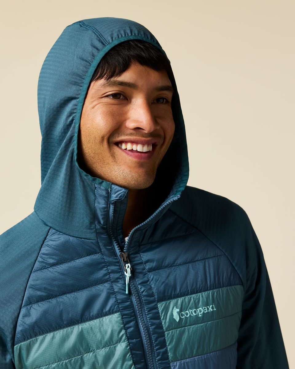 Capa Hybrid Insulated Hooded Jacket - Men's, Ocean/Steel Blue, Model Christian