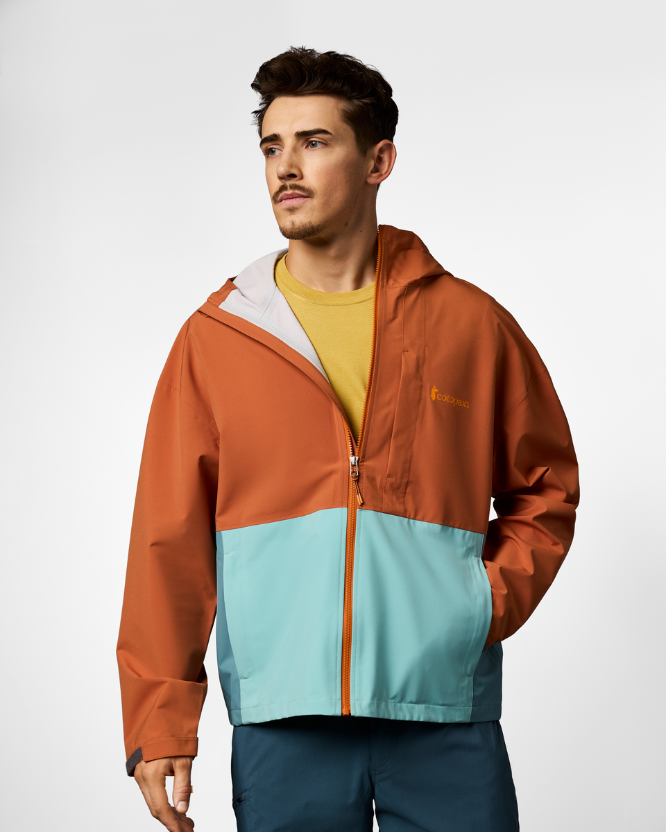 Cielo Rain Jacket - Men's, Whiskey/Tide Pool, Model Kellan