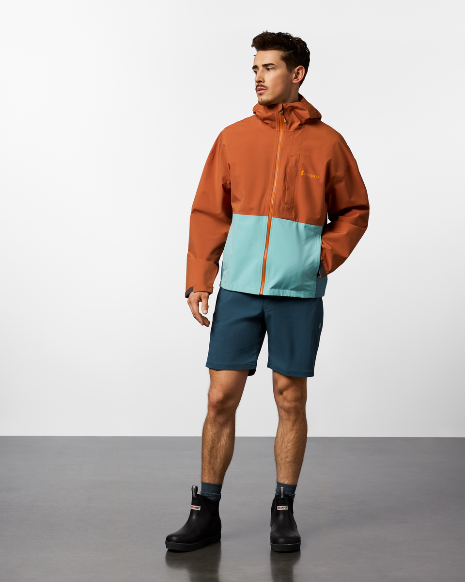 Cielo Rain Jacket - Men's, Whiskey/Tide Pool, Model Kellan