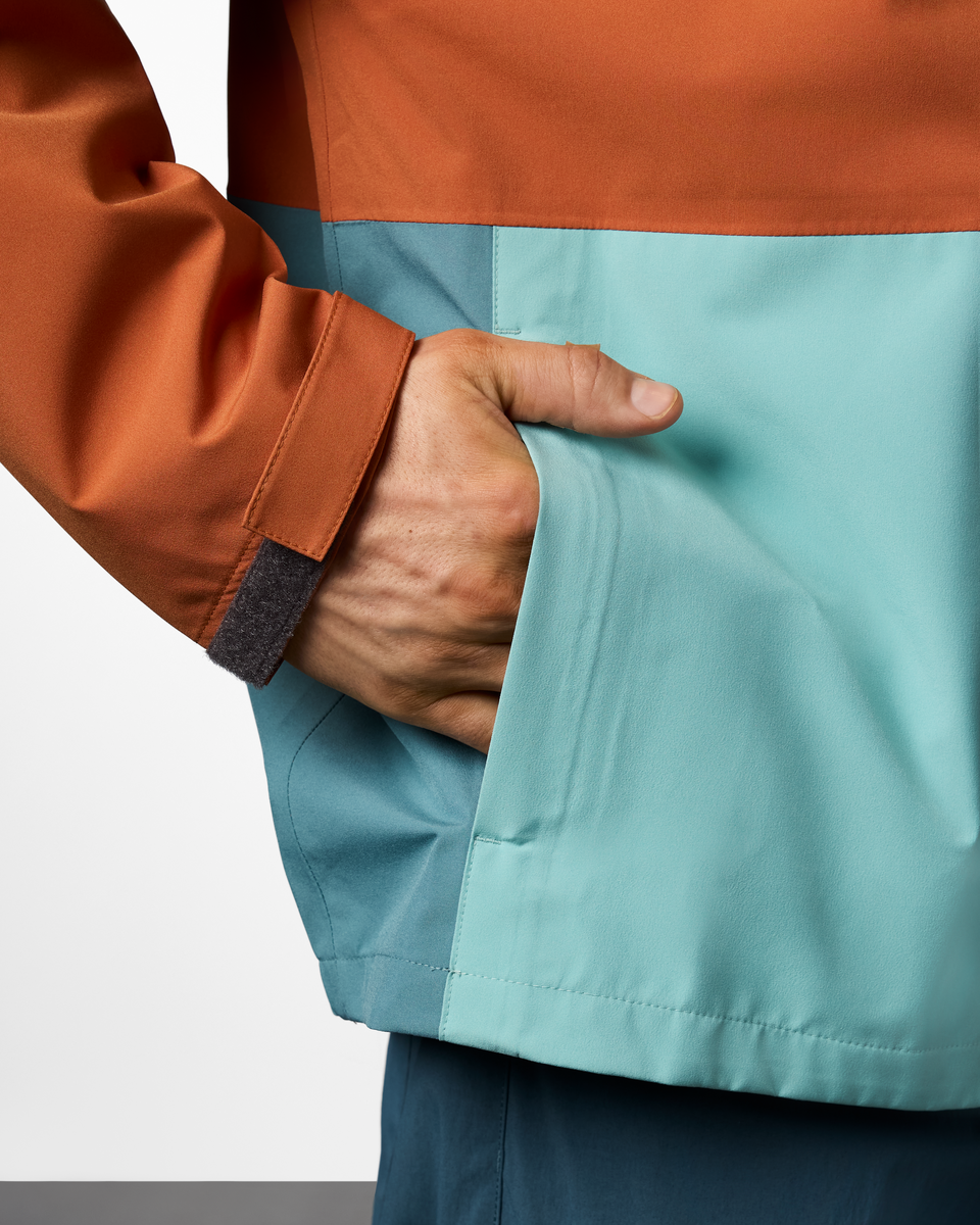 Cielo Rain Jacket - Men's, Whiskey/Tide Pool, Model Kellan