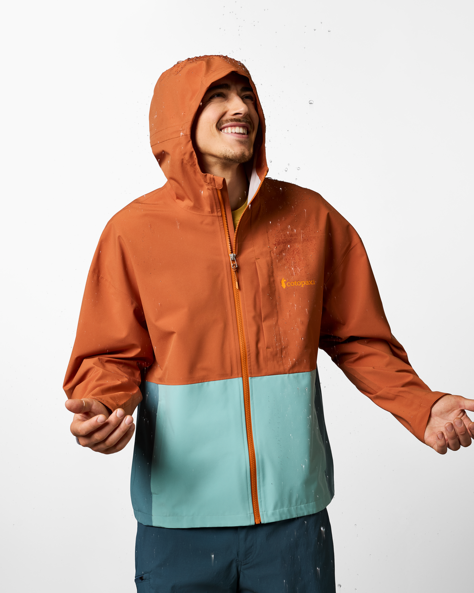 Cielo Rain Jacket - Men's, Whiskey/Tide Pool, Model Kellan