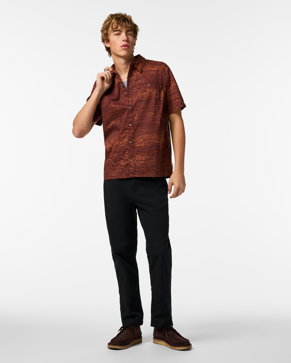 Estival Button Up Shirt - Print - Men's, Waves Sepia, Model Maximus