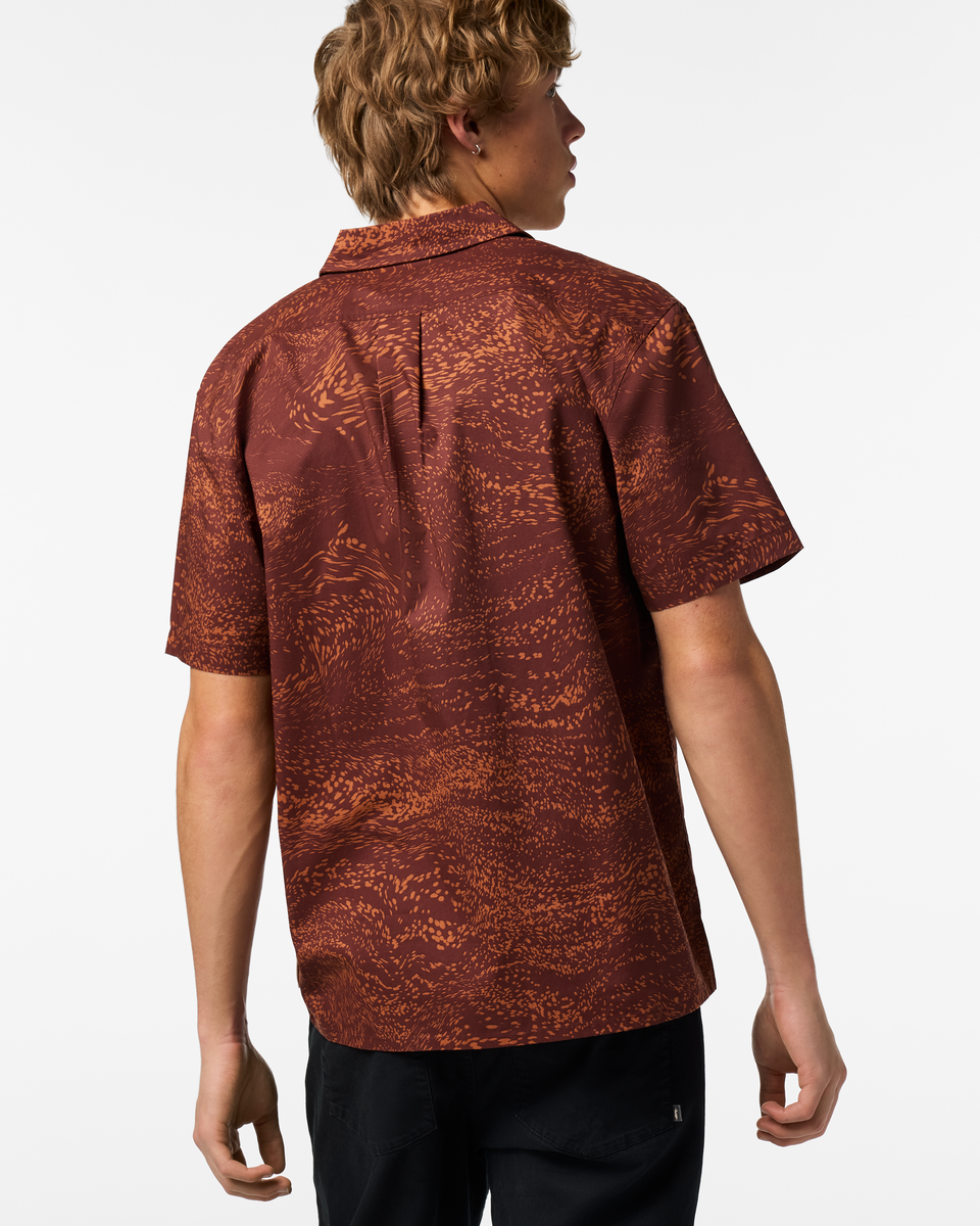 Estival Button Up Shirt - Print - Men's, Waves Sepia, Model Maximus