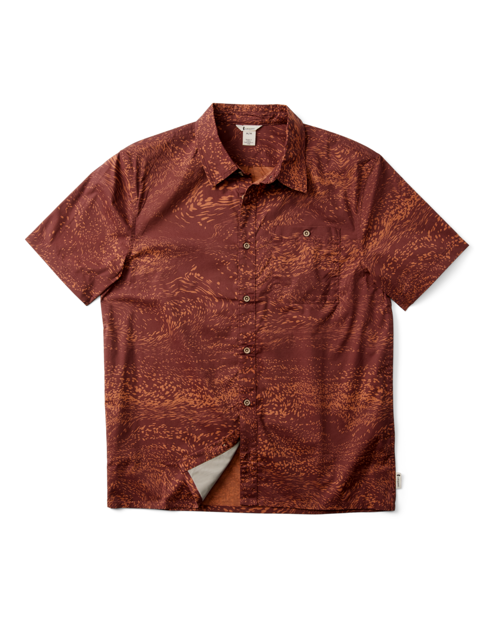 Estival Button Up Shirt - Print - Men's, Waves Sepia