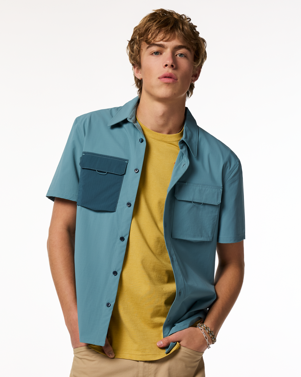 Solta Short-Sleeve Sun Shirt - Men's, Everglade, Model Maximus
