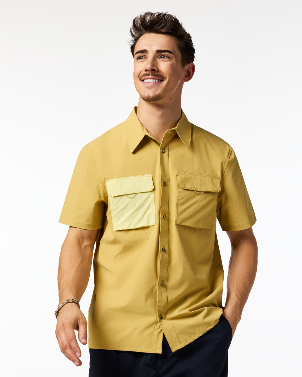 Solta Short-Sleeve Sun Shirt - Men's, Husk, Model Kellan