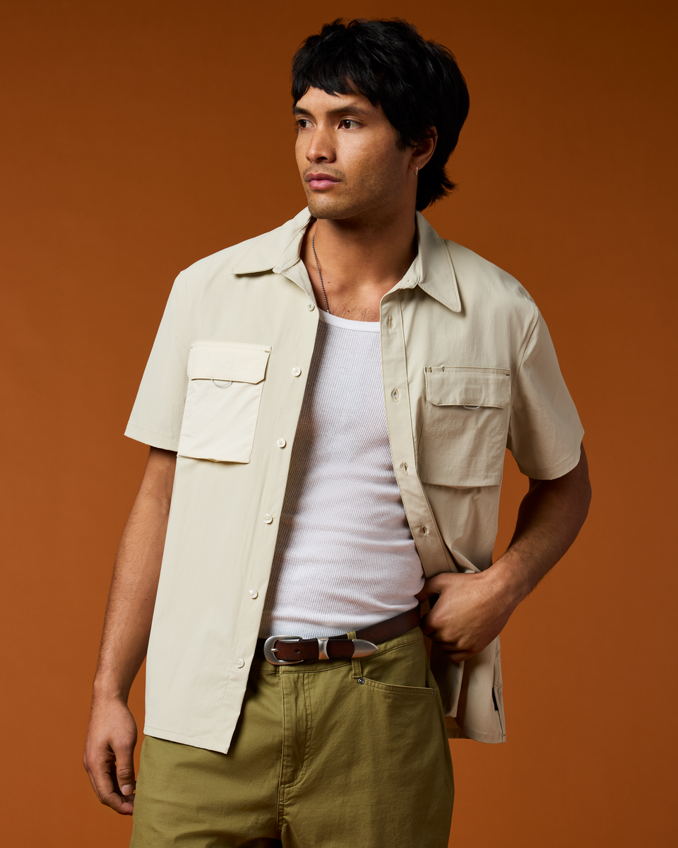 Solta Short-Sleeve Sun Shirt - Men's, Mineral, Model Christian