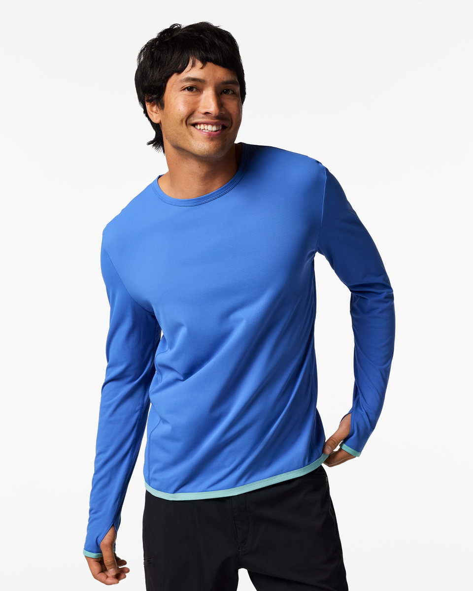 Sombra Long-Sleeve Sun Shirt - Men's, Azure, Model Christian