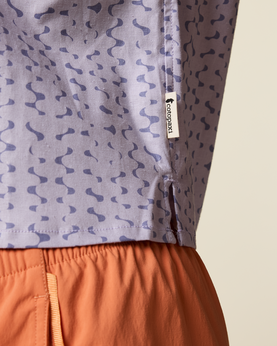 Afuera Button Up Shirt - Print - Women's, Shimmer Aster, Model Lola