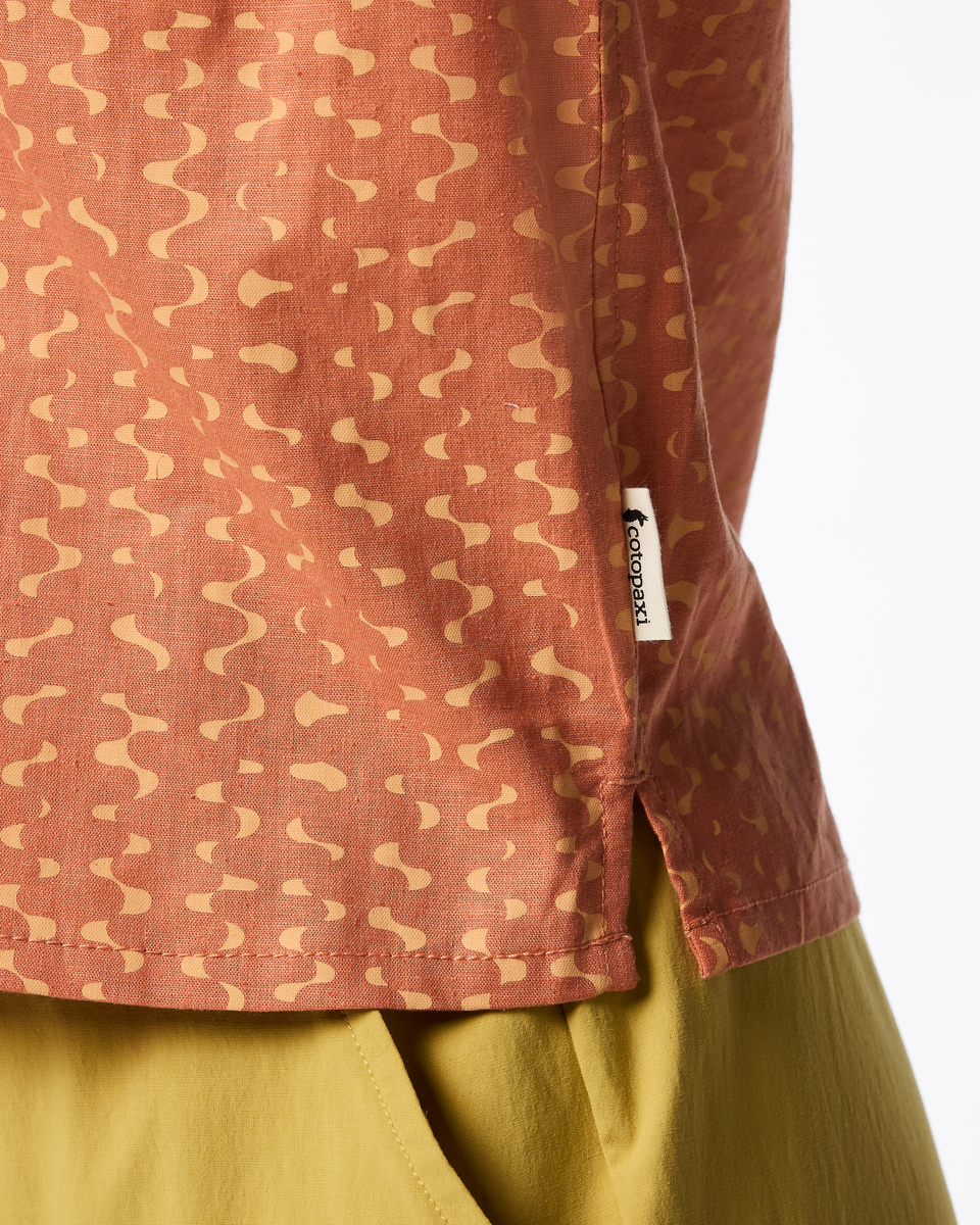 Afuera Button Up Shirt - Print - Women's, Shimmer Cantaloupe, Model Tiff