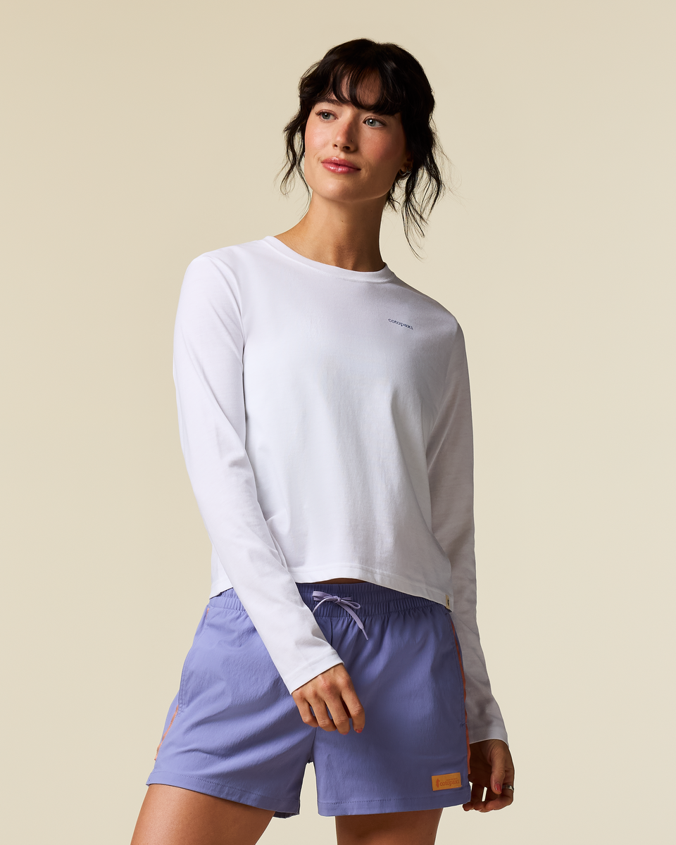 Flower Patch Long-Sleeve T-Shirt - Women's, White, Model Lola