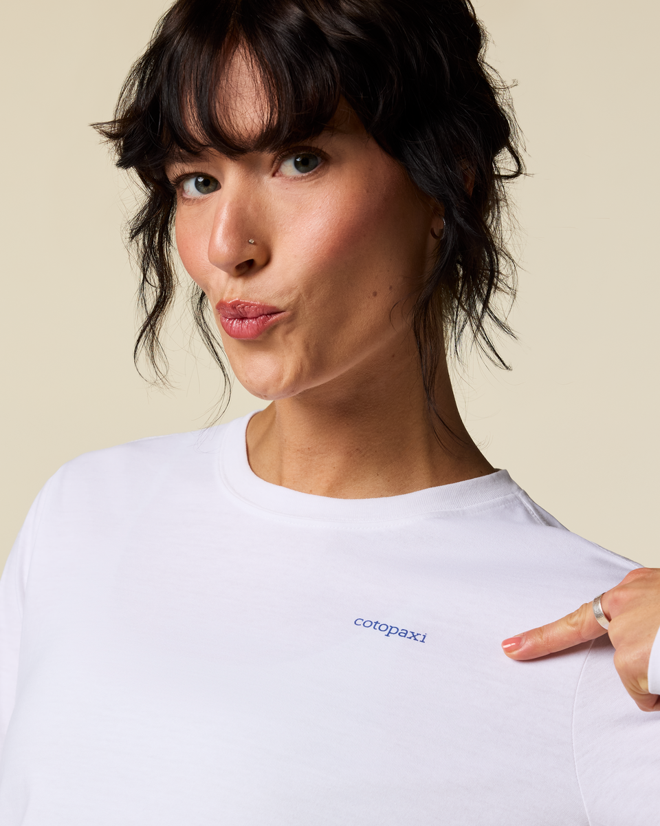 Flower Patch Long-Sleeve T-Shirt - Women's, White, Model Lola