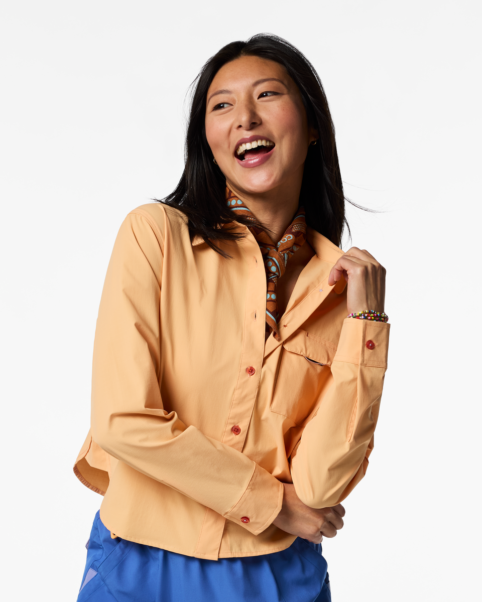 Solta Long-Sleeve Sun Shirt - Women's, Cantaloupe, Model Tiff