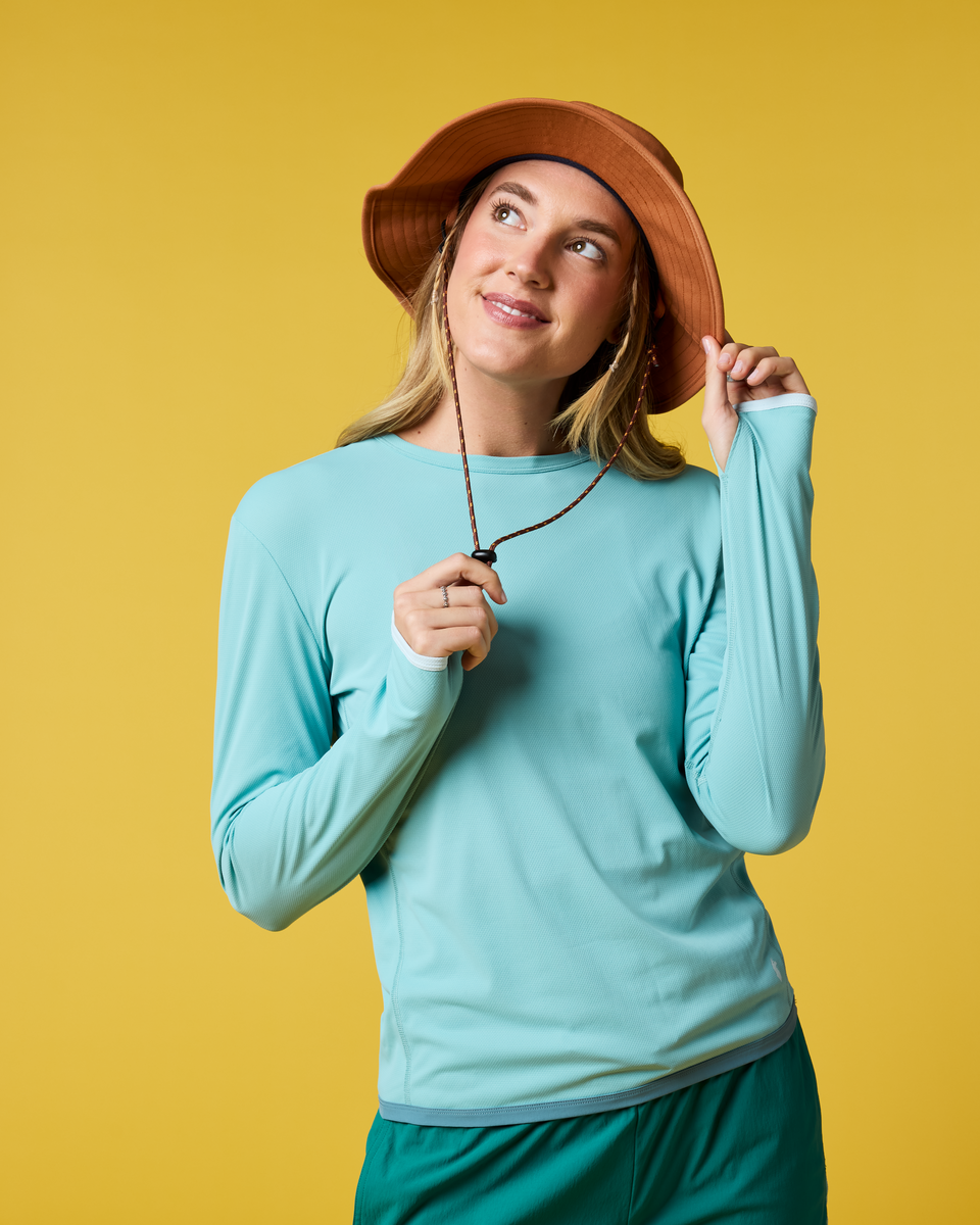 Sombra Long-Sleeve Sun Shirt - Women's, Tide Pool, Model Ellen