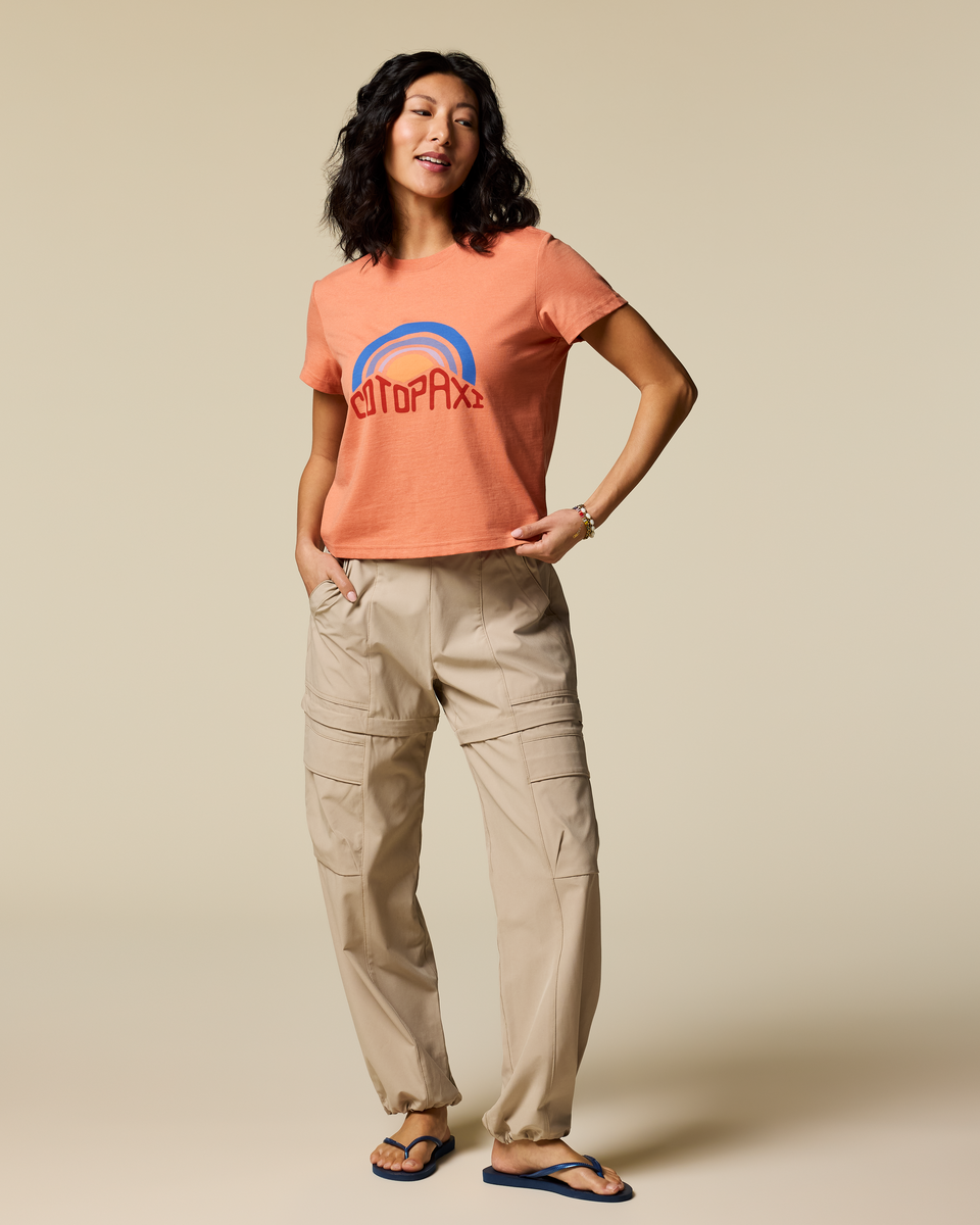 Sunset Embers T-Shirt - Women's, Grapefruit, Model Tiff