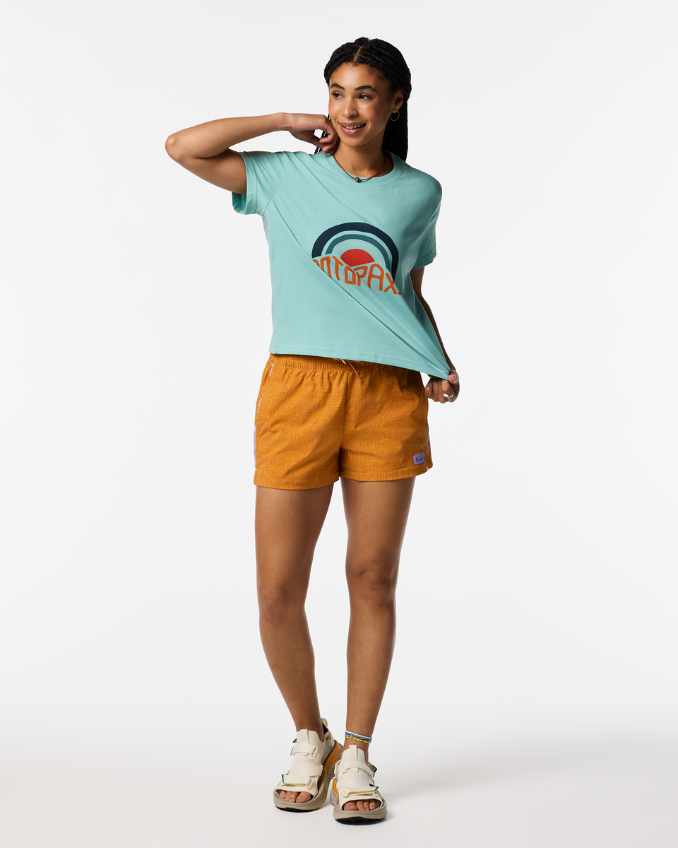 Sunset Embers T-Shirt - Women's, Tide Pool, Model Kalu