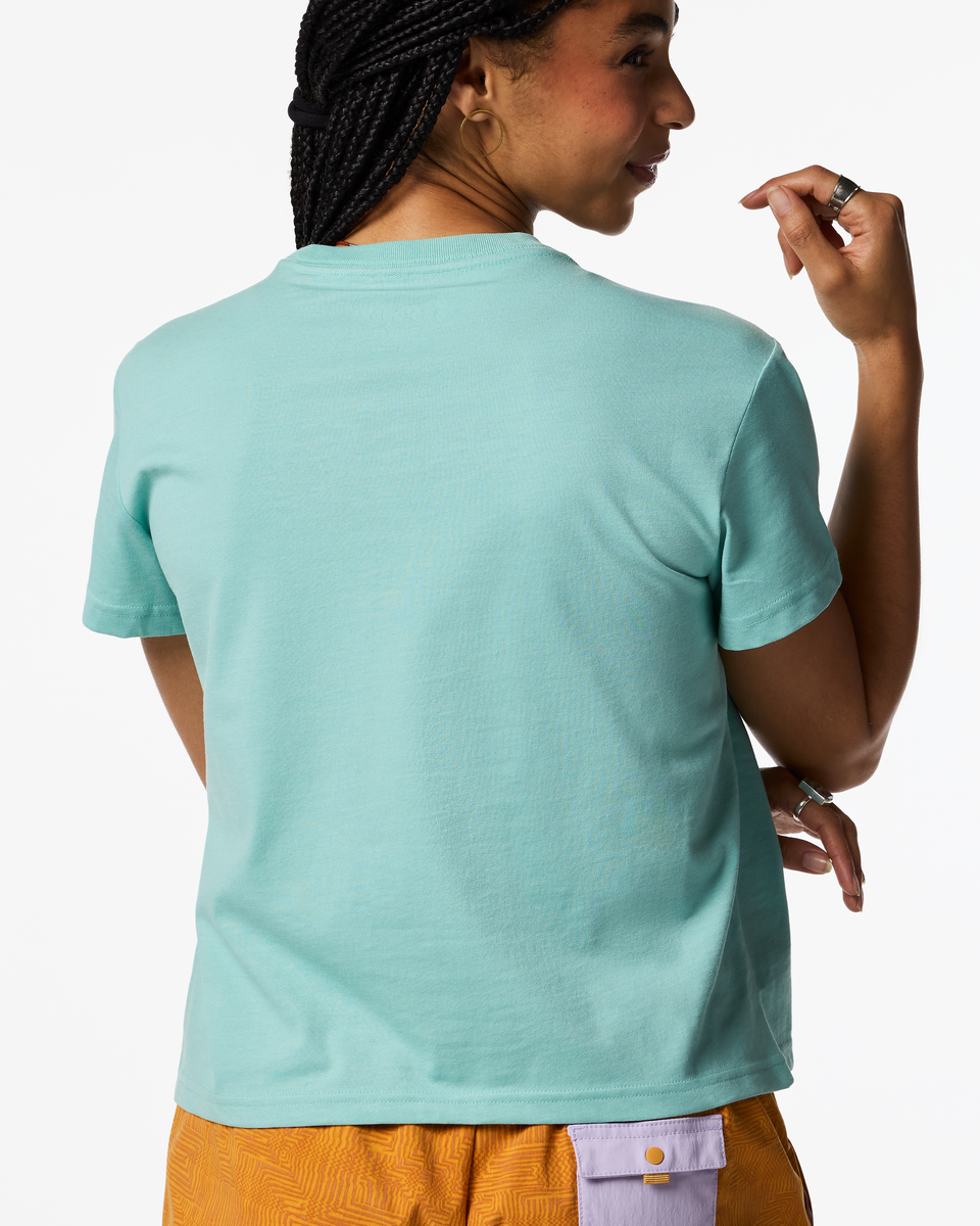 Sunset Embers T-Shirt - Women's, Tide Pool, Model Kalu